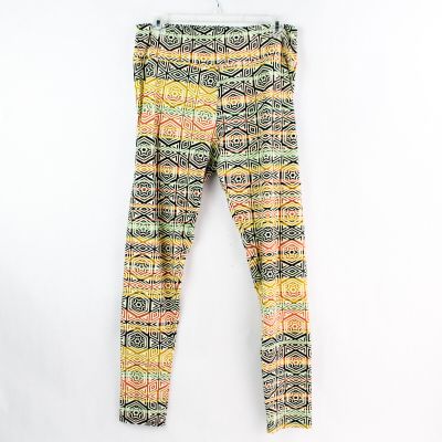 LuLaRoe Multicolored Geometric Patterned Fuzzy Leggings Tall and Curvy Size